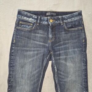 Zara Womans Basic Z1975 Denim Dark Blue Wash Straight Jeans Size US 4
